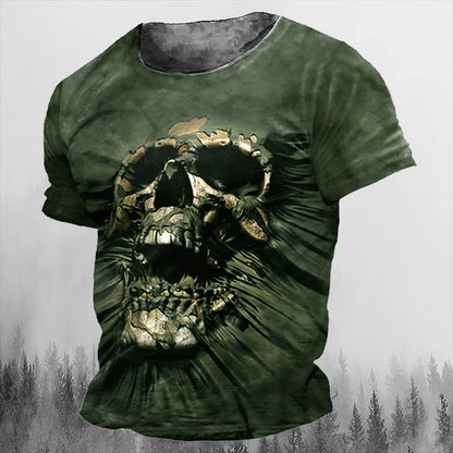 Printed Men's T Shirt Vintage Horror Skull Top