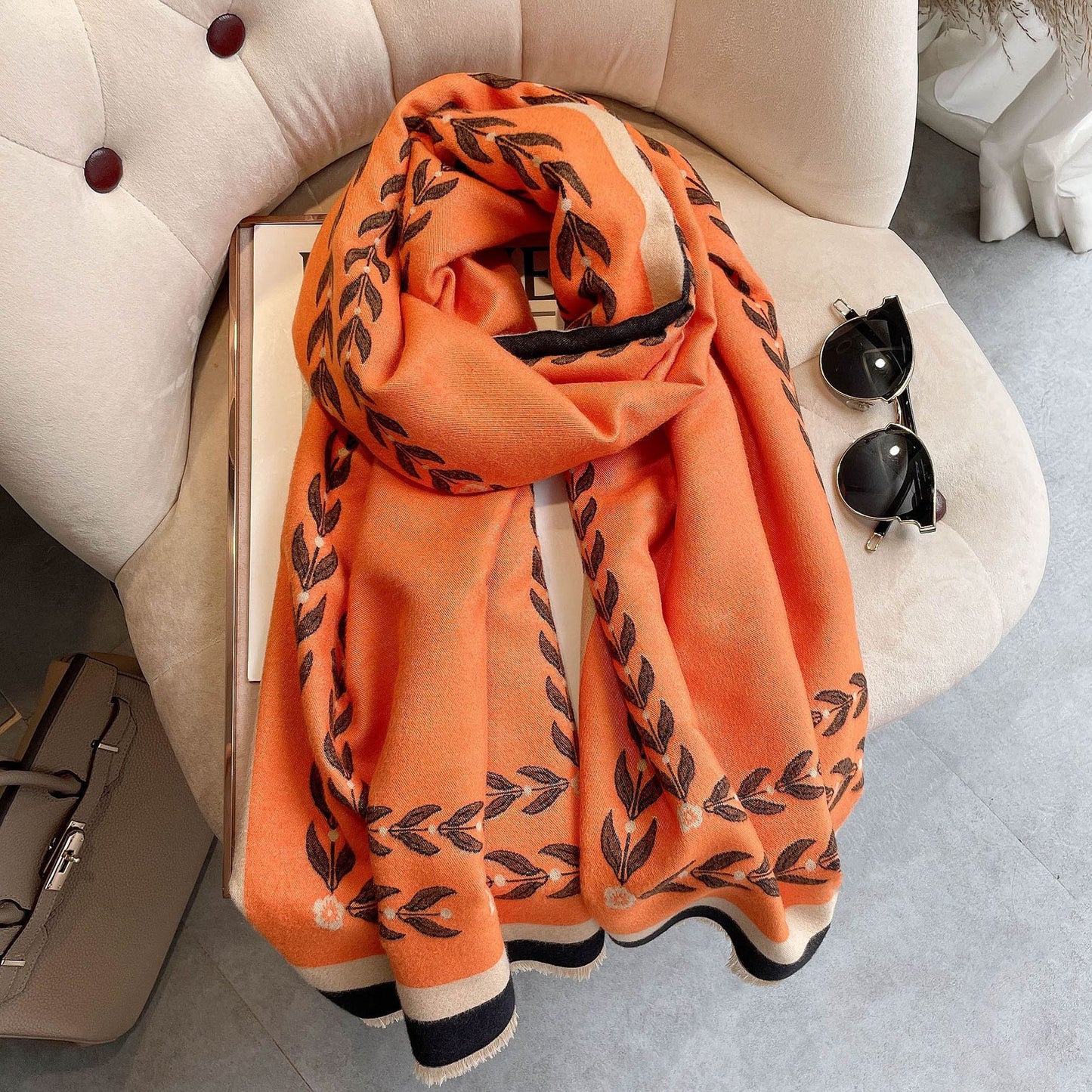 Elegant Cashmere Scarf Color Matching Long Warm And Thick