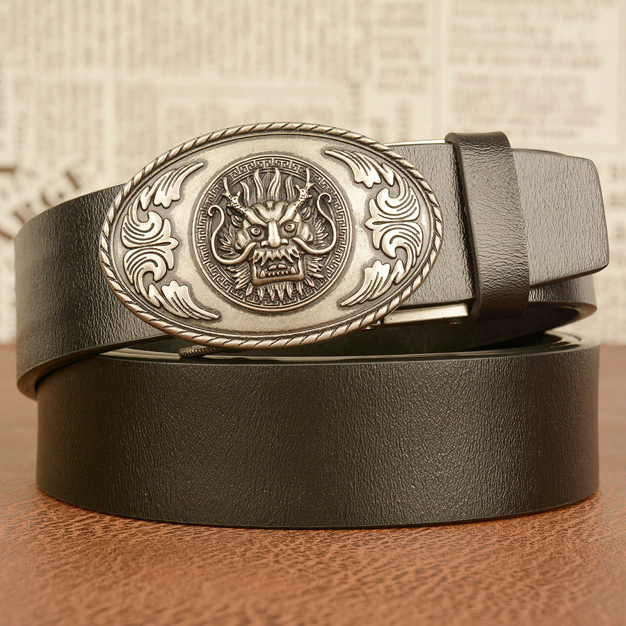 Men's Personality Belt Real Cowhide Ethnic Style Faucet Automatic