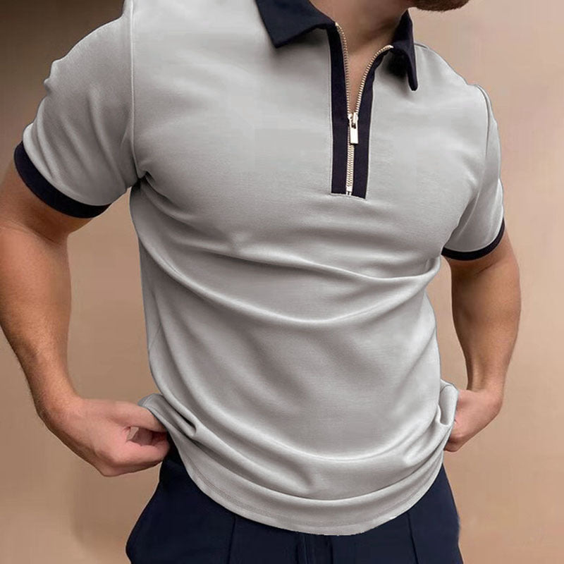 Hommes Polo T-Shirt Fermeture Éclair