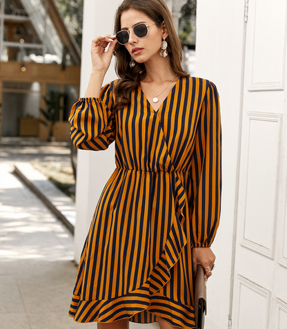 Striped dress with long sleeves