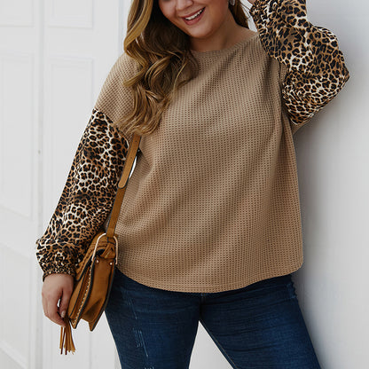 Plus Size Women's Leopard Stitch Sweater