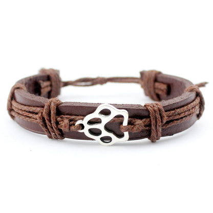 European And American Foreign Trade Export Jewelry Dog Paw Hand-woven Cowhide Bracelet