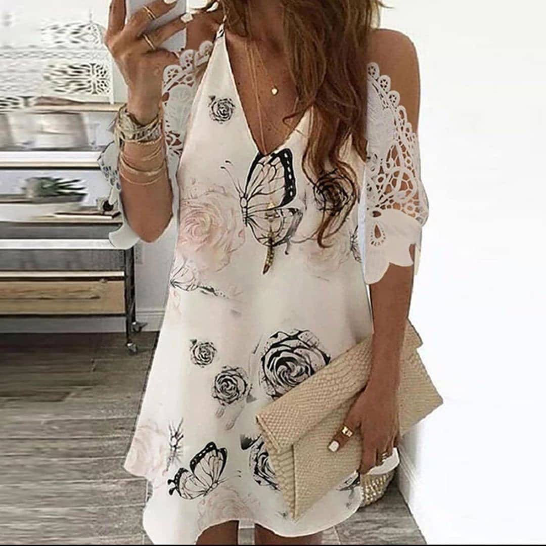 Casual Dress With Sling Cutout Sleeves