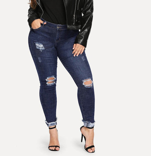 Jeans déchiquetés pour femme