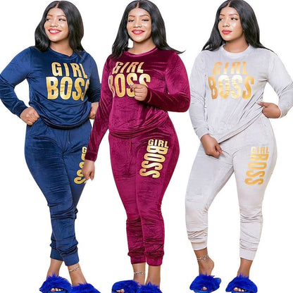 Pullover Two-Piece Plus Size Women Sports Set