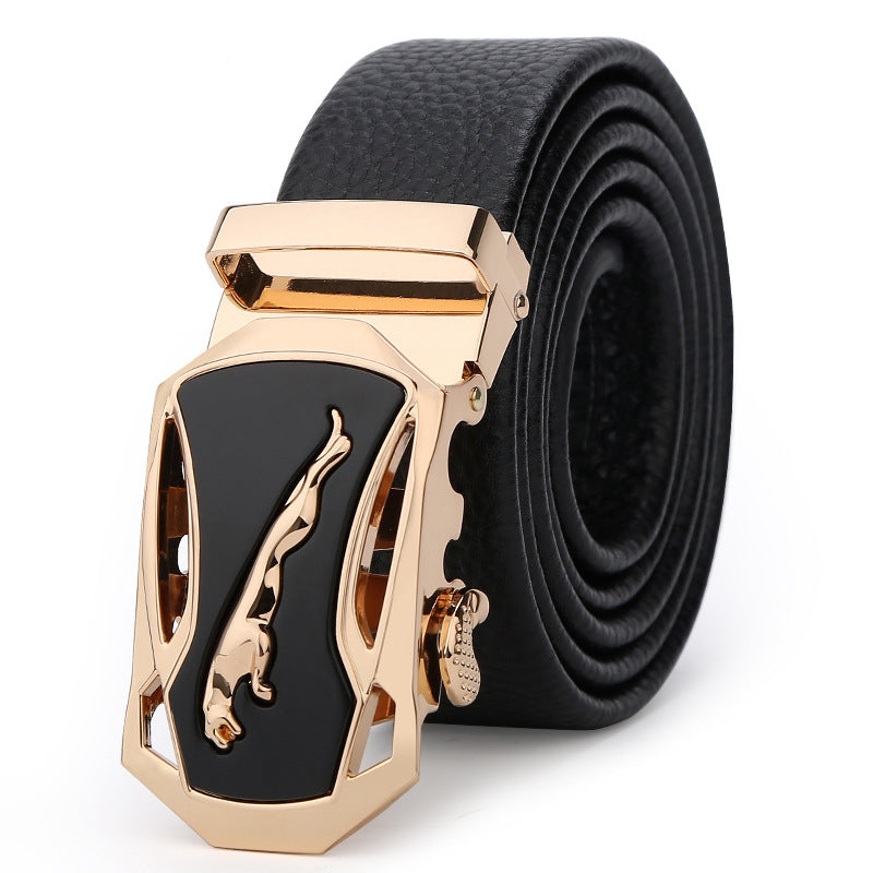 Ceinture en cuir à boucle automatique en cuir souple pour hommes d'affaires