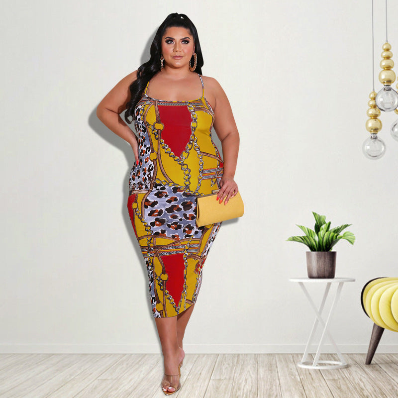 Nouvelle robe à bretelle imprimée pour femme