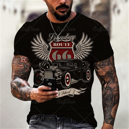 Personalized Pattern 66 Highway 3D Digital Printing Short-Sleeved T-Shirt