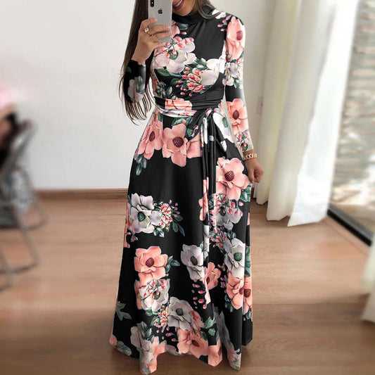 Robe à manches courtes à fleurs pour femmes