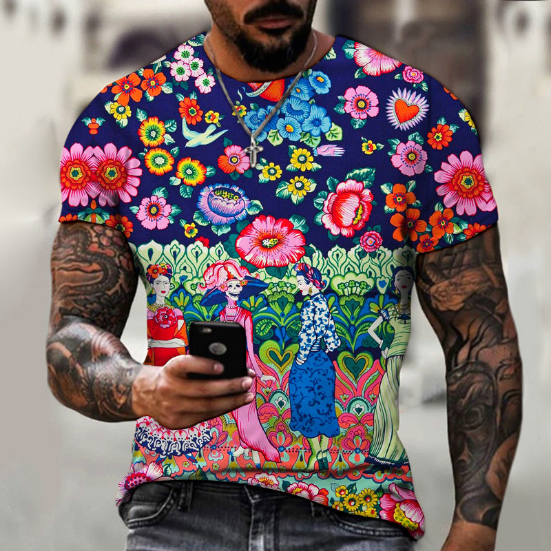 Fashion 3D Digital Printing Short Sleeve