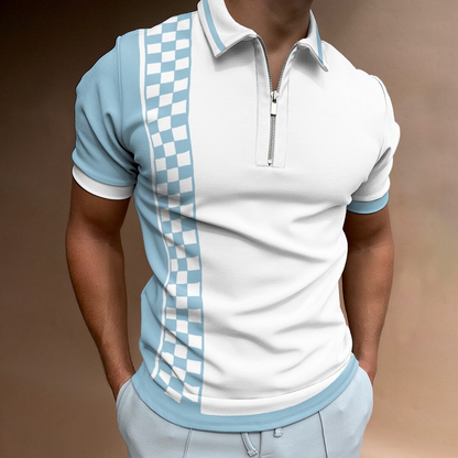 Polo de hombre con estampado de color de costura nacional