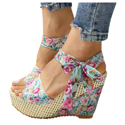 Sandalias de boca de pez con cuña a la moda para mujer