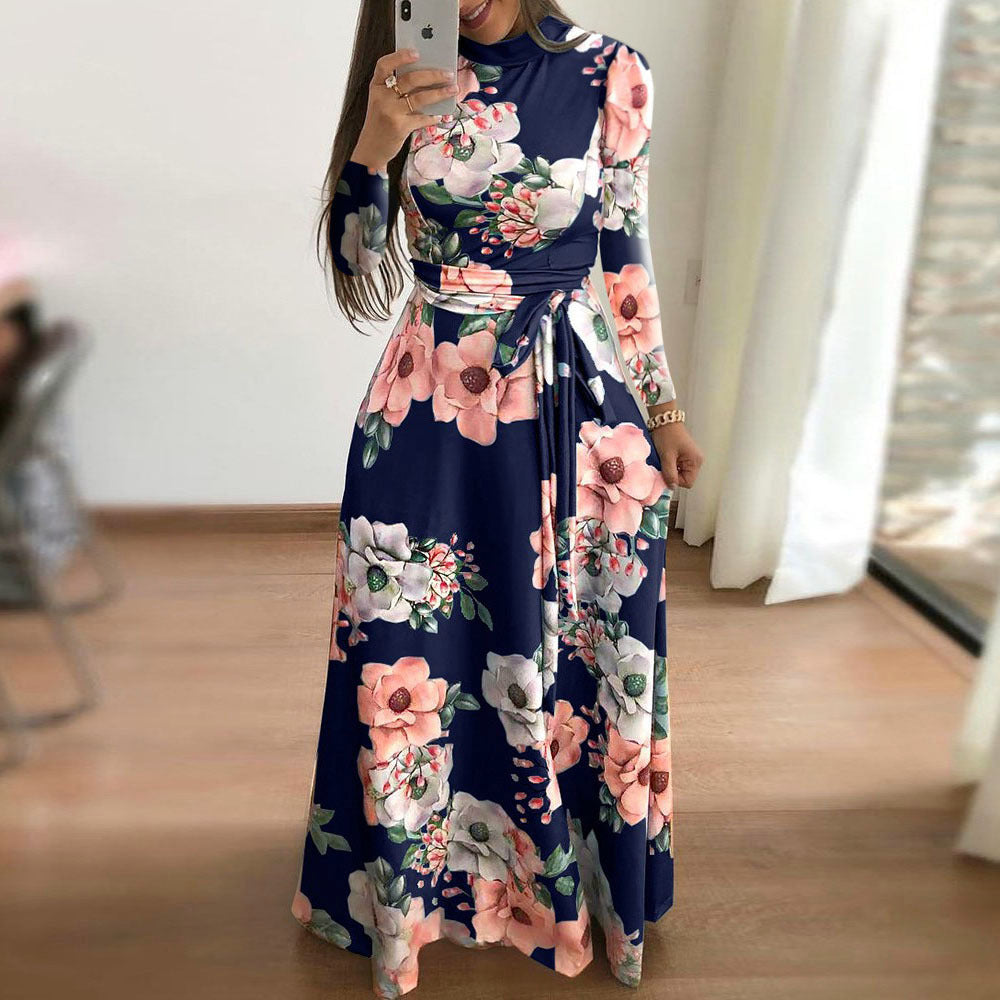 Women Flower Print Short-sleeved Dress