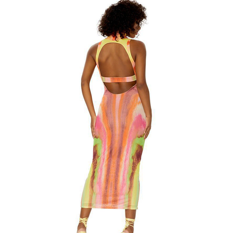 Robe sans manches à imprimé dégradé pour femmes