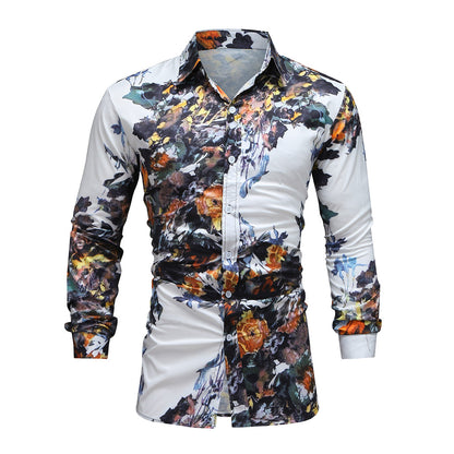 New Men's Digital Printing Lapel Casual Shirt