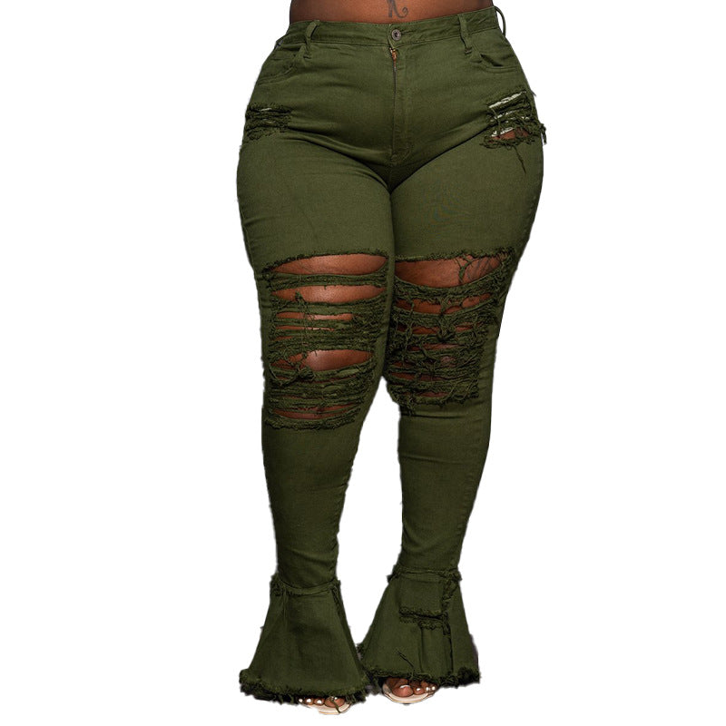 Jeans de mujer rasgados de tendencia de moda callejera