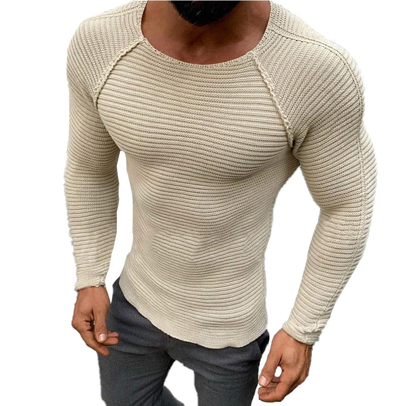 Pull Slim Fit à manches longues et col rond pour hommes