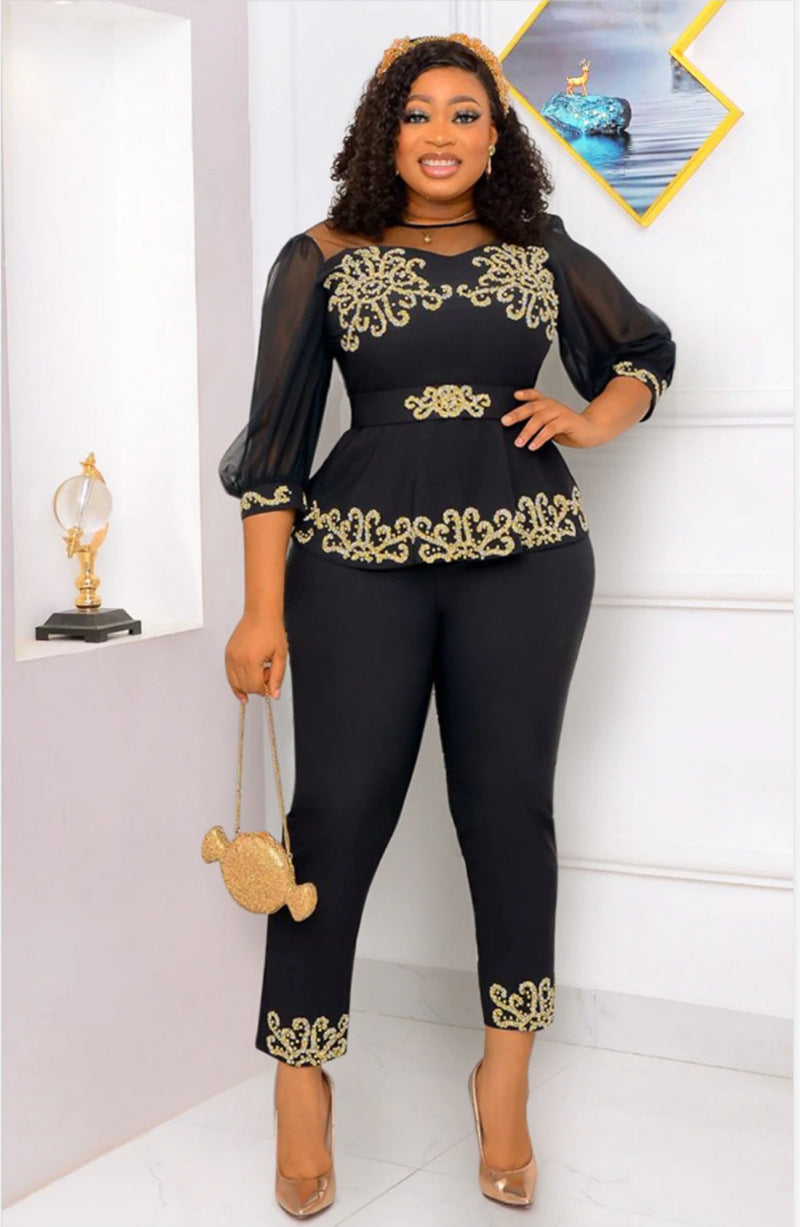 Women Solid Color Five Points Puff Sleeves