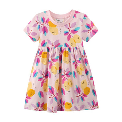 Vestido de estampado de tendencia casual de moda para niñas