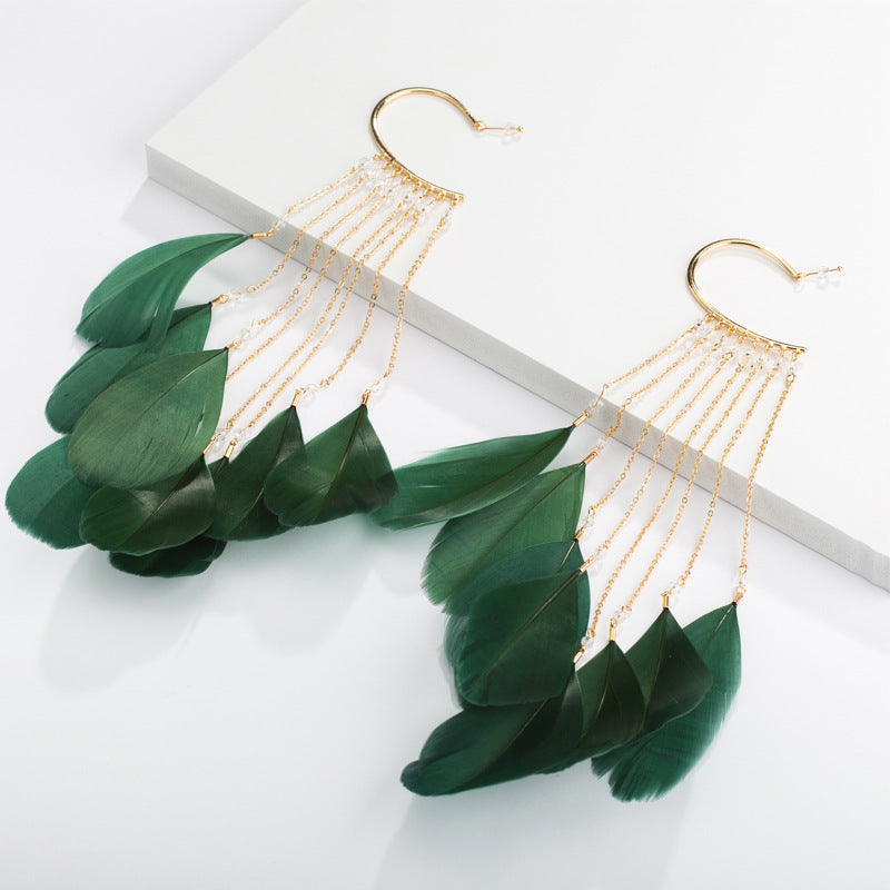 Bohemian Feather Tassel Earrings