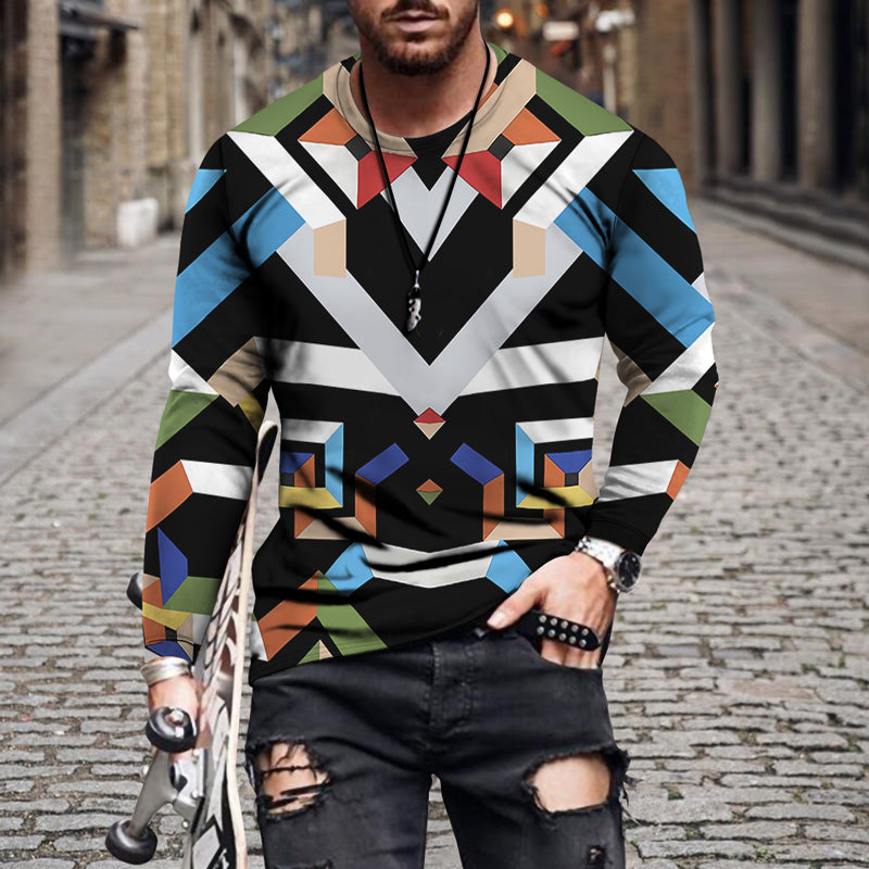 Nouveau produit T-shirt à manches longues pour hommes à impression numérique