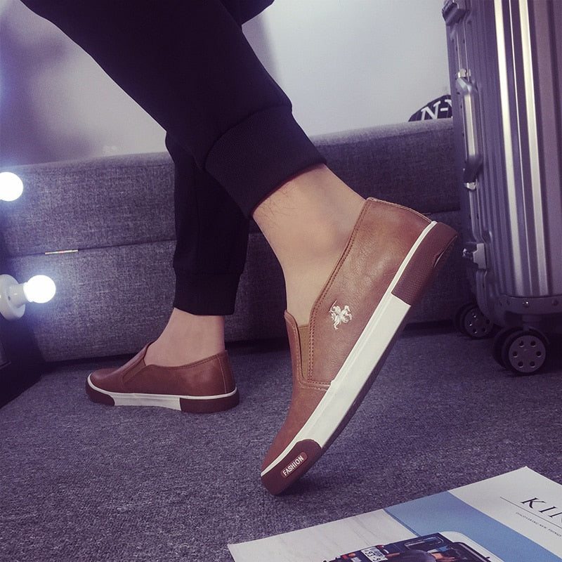 Zapatos informales transpirables de alta calidad para hombre, zapatos de cuero PU, informales, a la moda para hombre