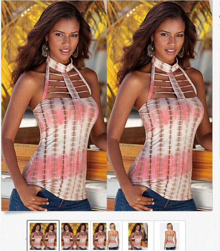 Sleeveless Digital Print T-Shirt Strap