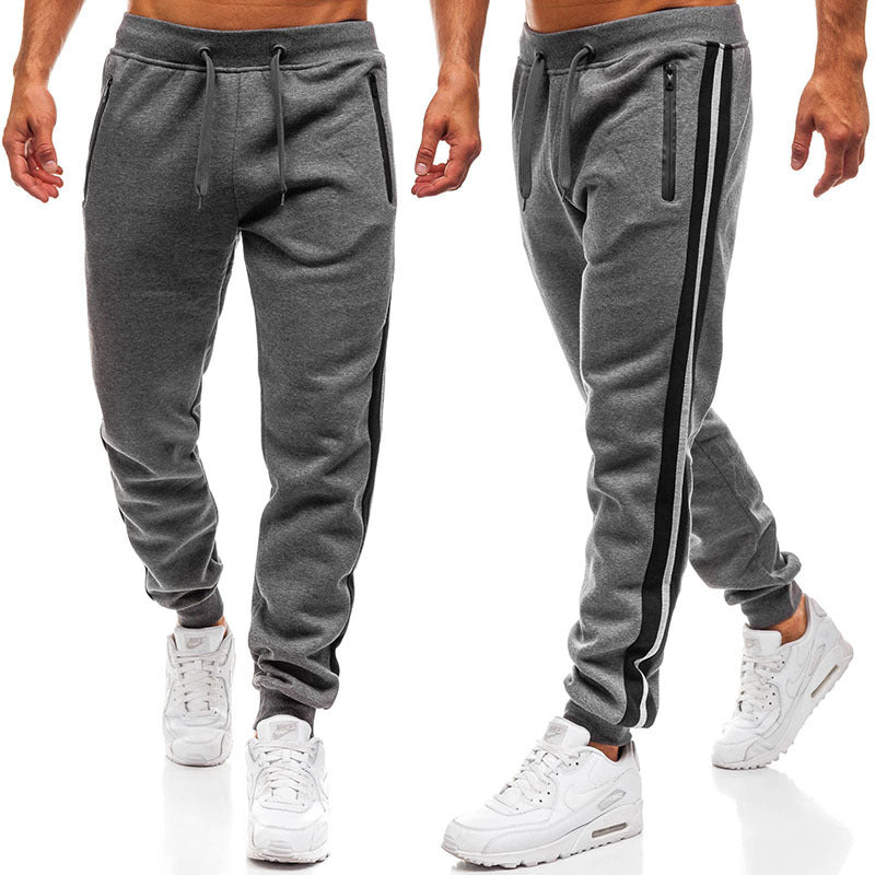 Fashionable Zipper Stitching Design Sports Elastic Waist Sweatpants