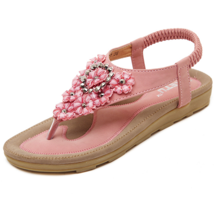 Chanclas para mujer Sandalias con diamantes de imitación florales 