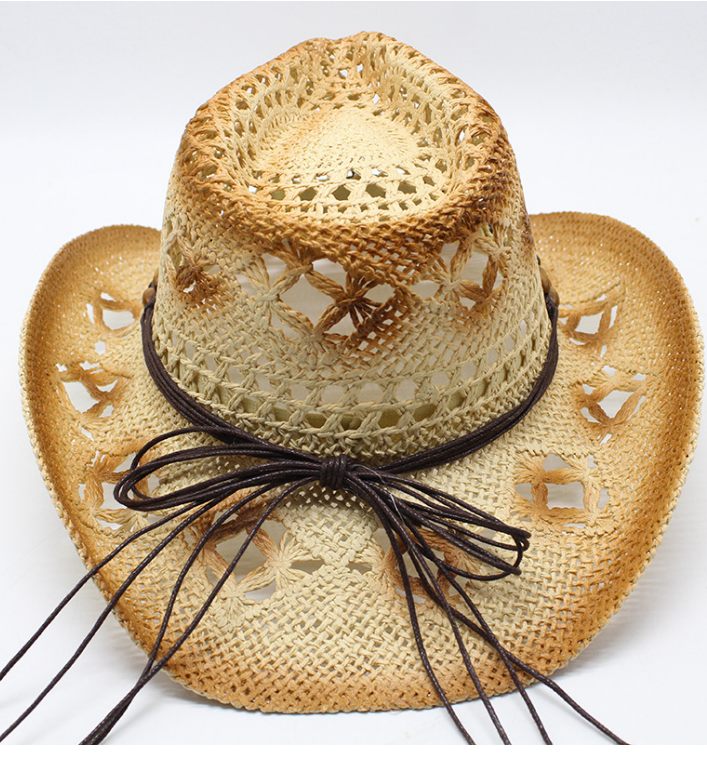 Sombrero de vaquero occidental de playa de verano con esqueleto de viento étnico para hombre