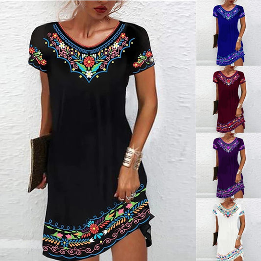 Women's Casual Printed Short Sleeve Dress