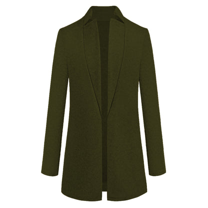 Fashion Solid Color Stand Collar Woolen Coat