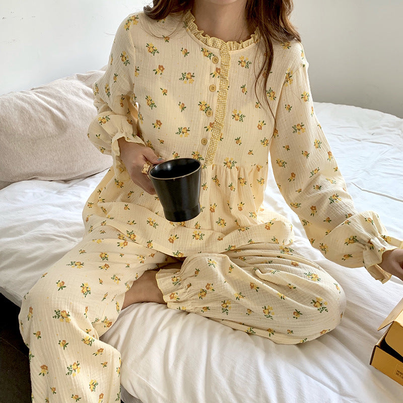 Small Floral Babydoll Contrast Check Pajamas