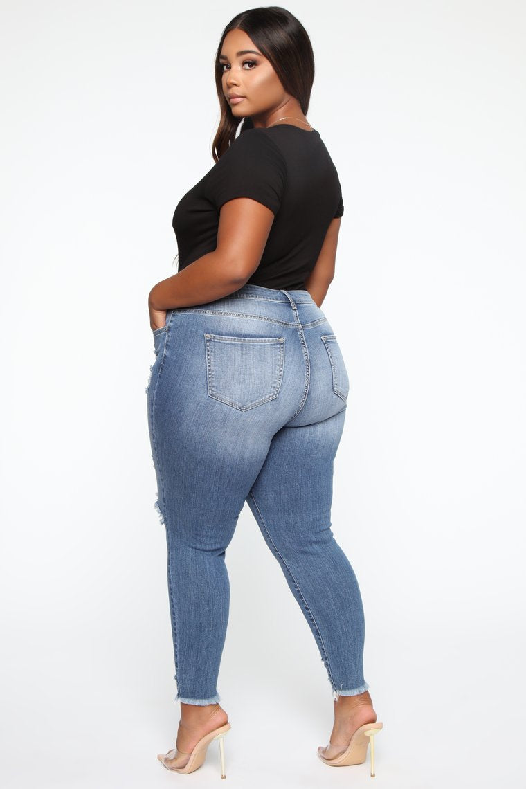 Jeans stretch déchirés pour femmes