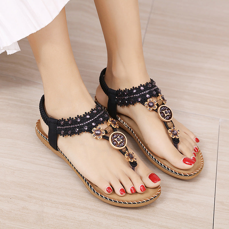 Bohemian Beaded Flip Flops Beach Sandals