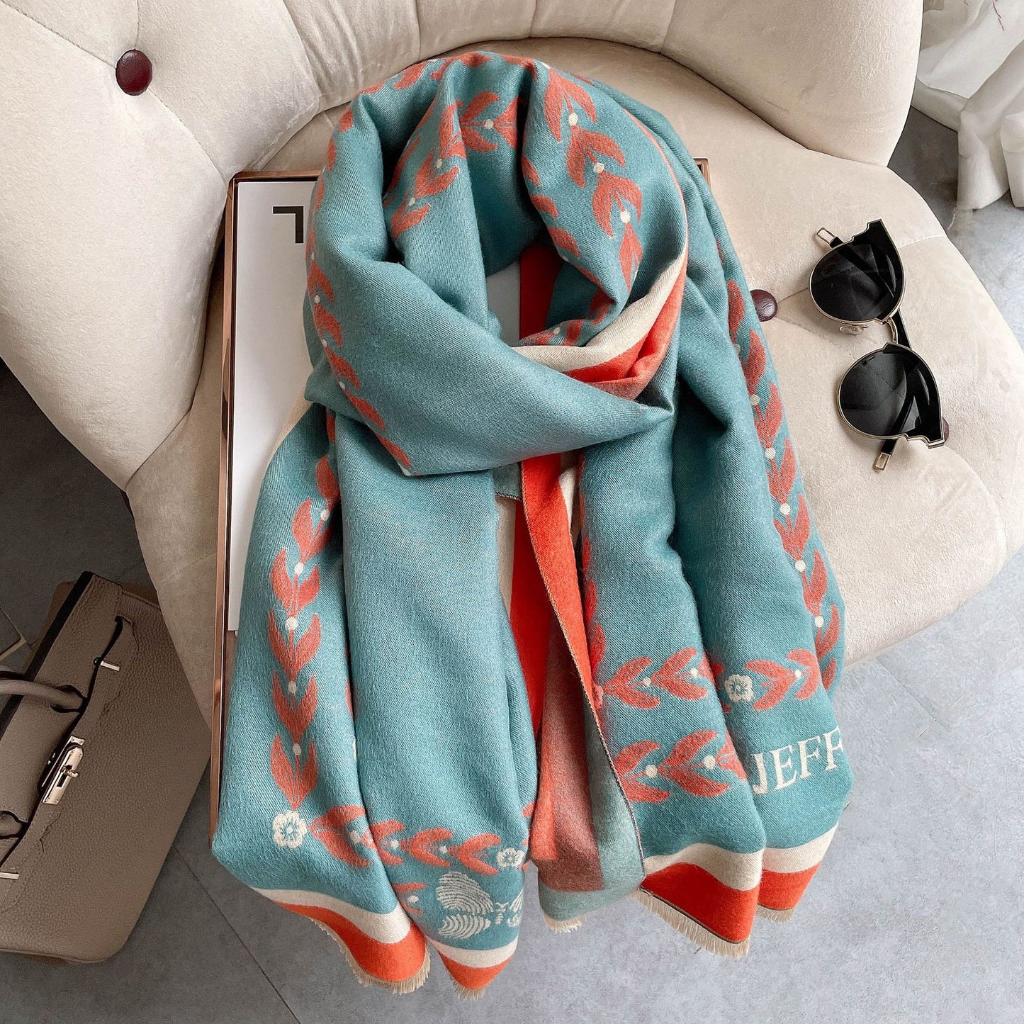 Elegant Cashmere Scarf Color Matching Long Warm And Thick