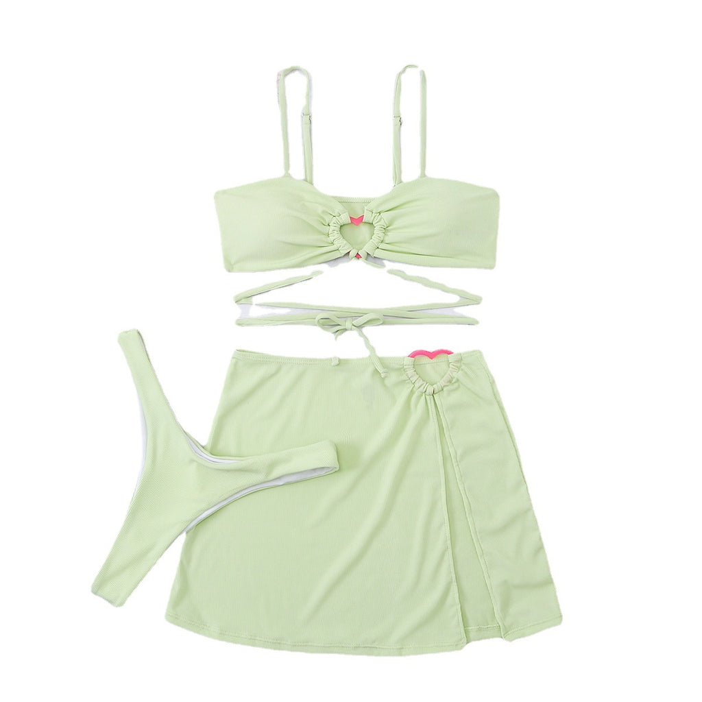 Maillot de bain bikini trois pièces en dentelle pour femme