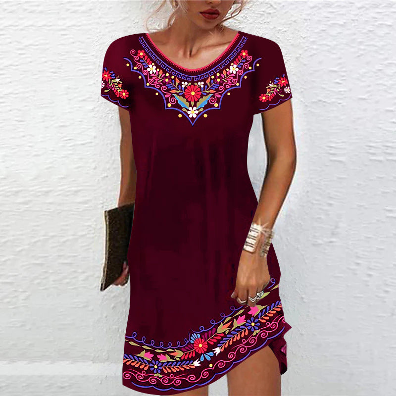 Women's Casual Printed Short Sleeve Dress