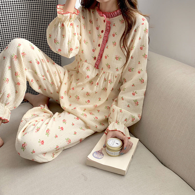 Small Floral Babydoll Contrast Check Pajamas