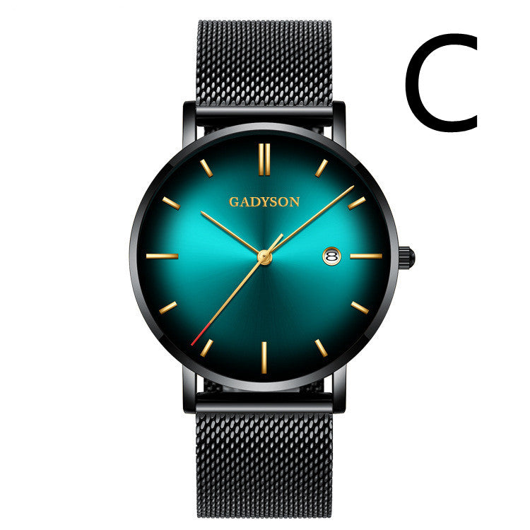 Montre à quartz dégradée en acier de couleur simple pour homme