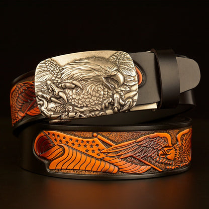 Fashion Temperament Eagle Head Automatic Buckle Men's Belt