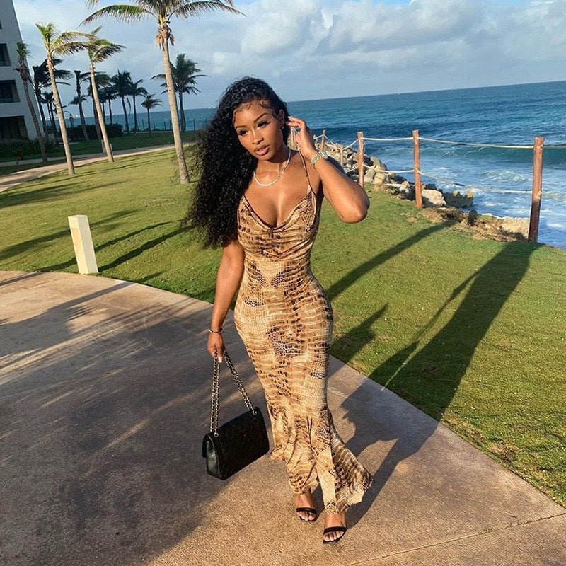 Vestido de cola de pez sin espalda para mujer