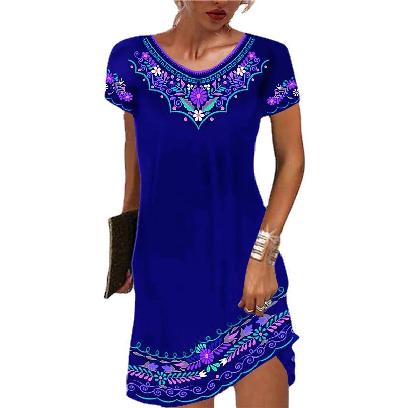 Women's Casual Printed Short Sleeve Dress