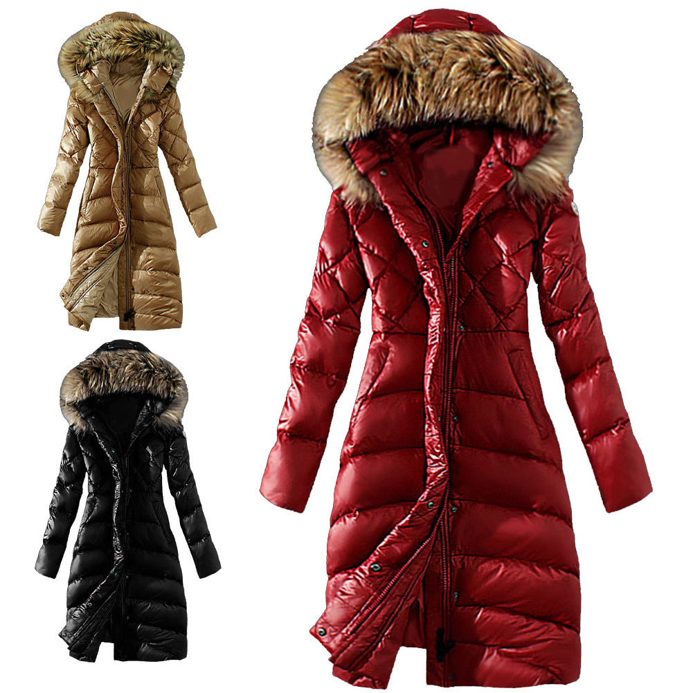 Slim Down Coat With Large Fur Collar Imitation Raccoon