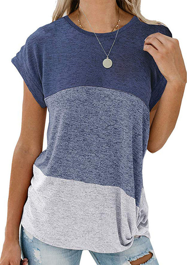 Camiseta informal con manga de muñeca y cuello redondo para mujer