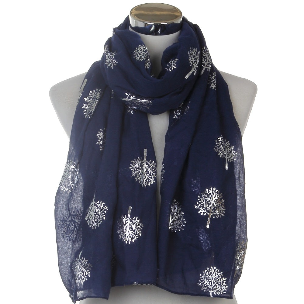 Bufanda con estampado plateado caliente de alcanfor de moda europea y americana para mujer