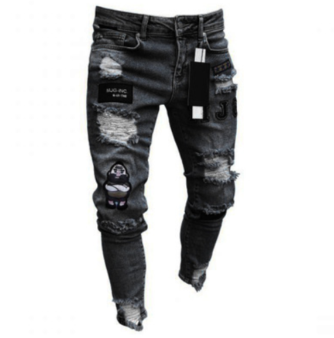 Knee Hole Zipper Feet Jeans