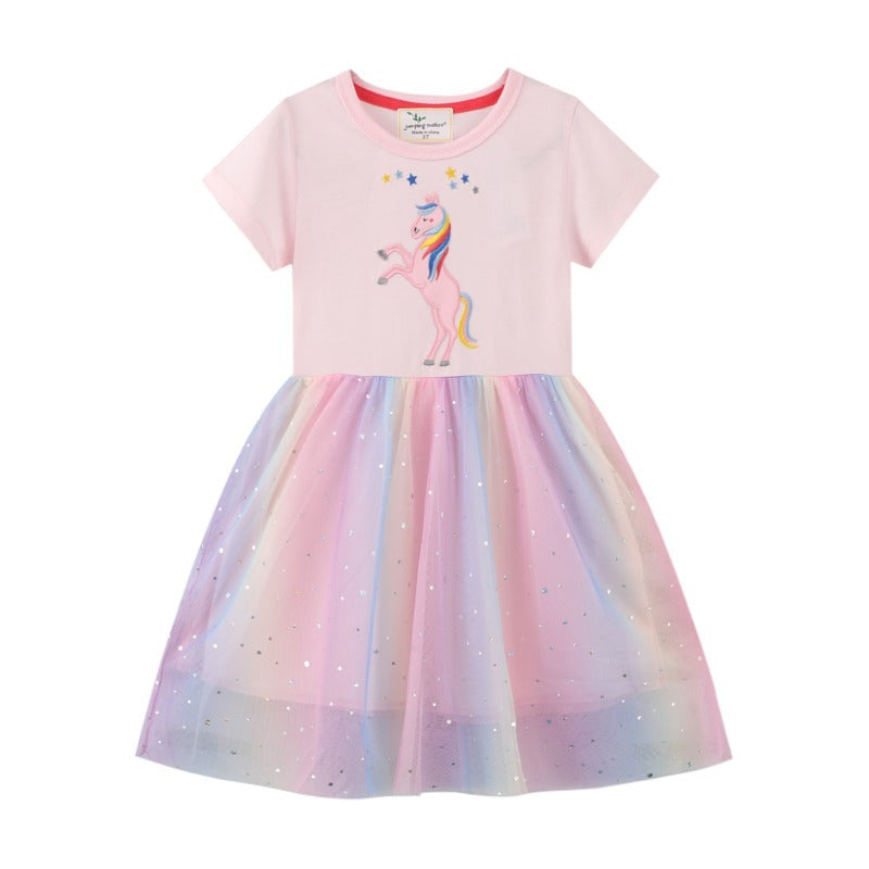 Girls' Casual Fashion Simple Print Dress