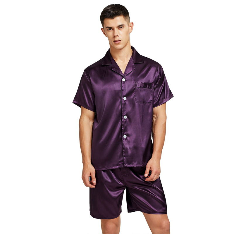 Ensemble de pyjama en soie teintée pour hommes Pyjamas pour hommes en soie